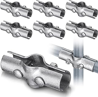 6 Pack 1-5/8" Line Rail Clamp for Chain Link Fence, Chain Link Fence Parts, 3 Way Cross Pipe Clamps Cross Grid Pipe Connector Clamps with Bolt Parts