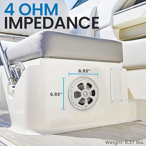 Miniatura 3 de Pyle Sistema de altavoces marinos de dos vías, un par de altavoces de componentes marinos blancos de 6.5 pulgadas, potencia máxima de 240 vatios con