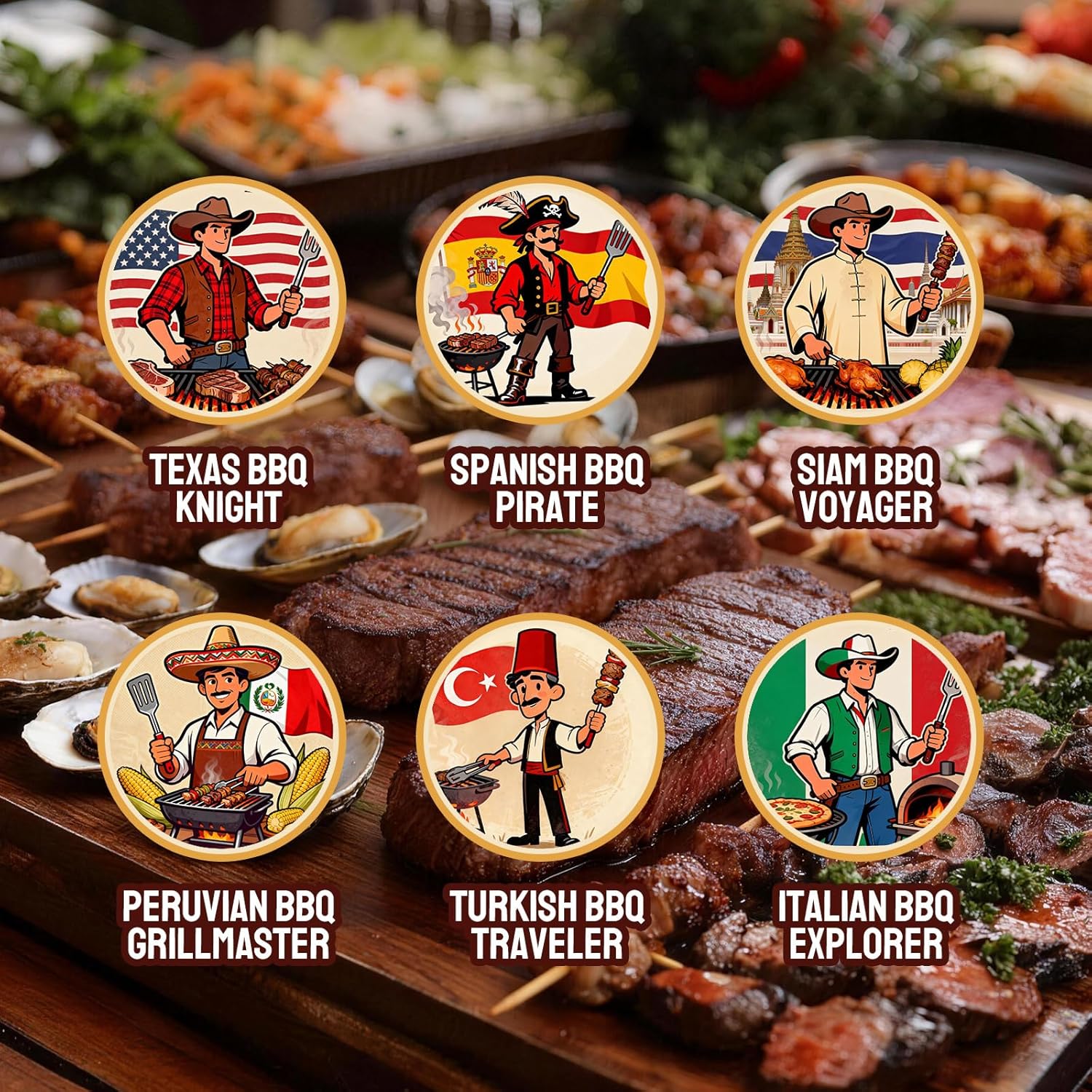 Harmos 4-Wood Pellets Variety Pack, 6 Flavors - All-Natural BBQ Pellets for Woodfire Grill & Outdoor Cooking, Resealable Bags, 6 Packs