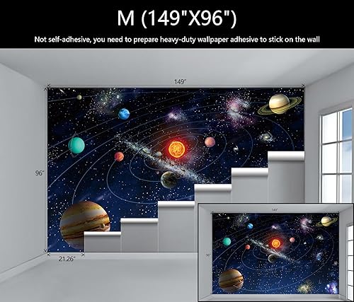 Miniatura 4 de Papel tapiz de galaxia para habitación de niños, papel tapiz de planetas cósmicos para decoración de habitación de niños (no se puede despegar ni