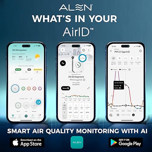 Miniatura 5 de Purificador de aire Alen BreatheSmart 45i HEPA con filtro puro para habitaciones grandes de hasta 1900 pies cuadrados. Perfecto para dormitorios y
