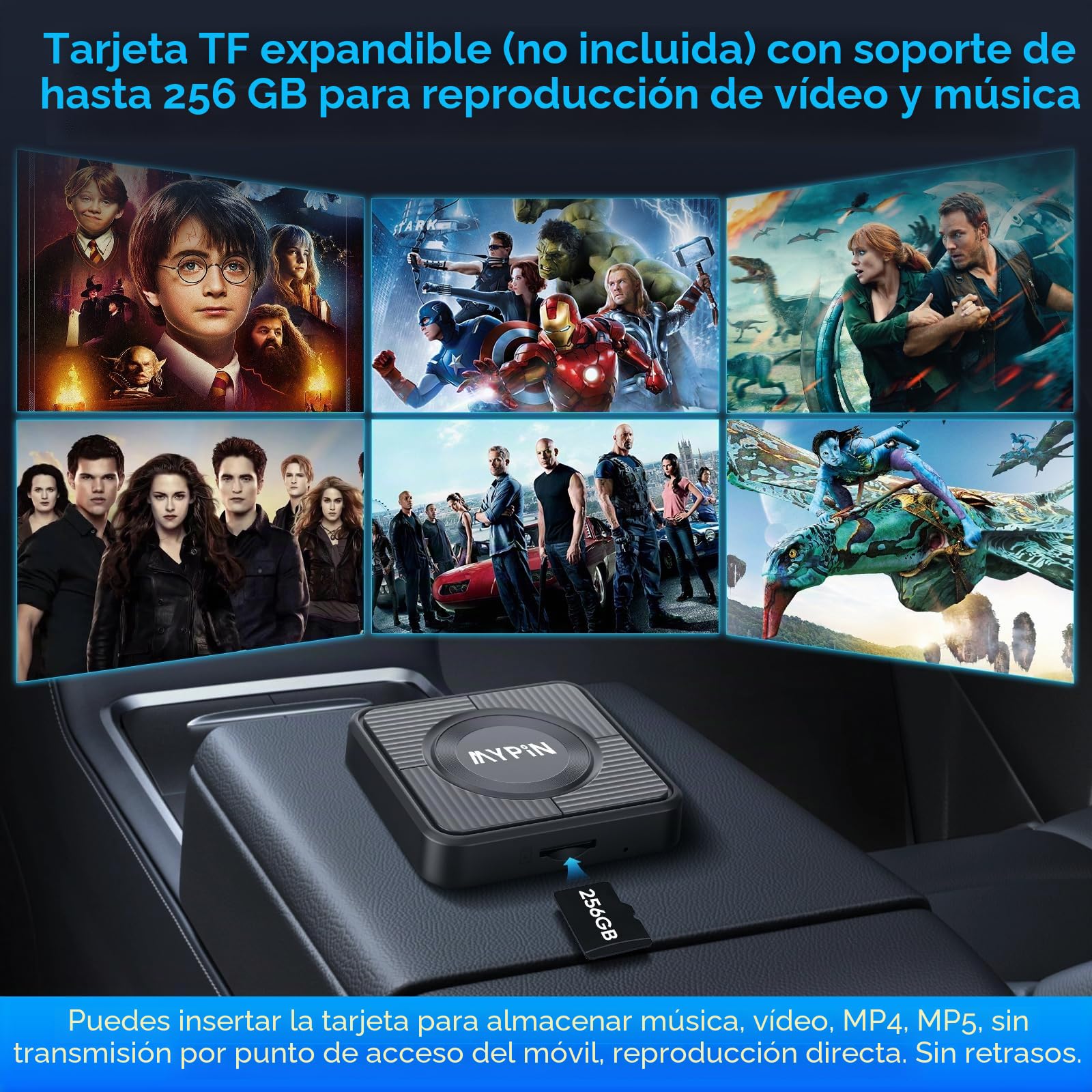 MYPIN Adaptador CarPlay Inalámbrico 3 en 1, Convertidor USB A/C para CarPlay y Android Auto, Compatible con iPhone iOS 10+/Android