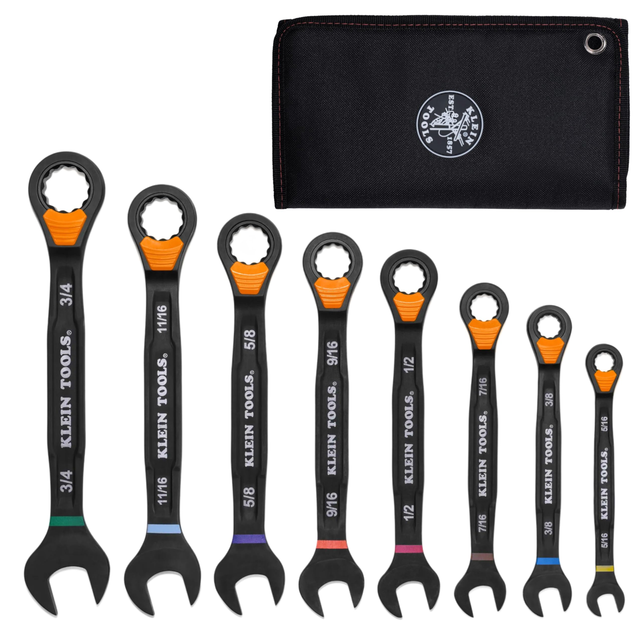 KLEIN TOOLS 69508 SAE Ratcheting Combination Wrench Set, 8-Piece