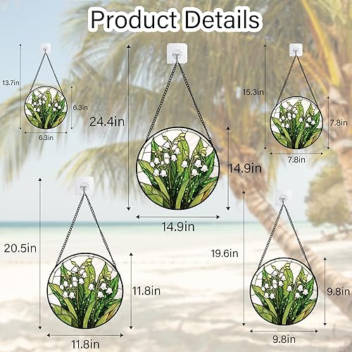 Miniatura 119 de Vidriera Colgante para Ventana, Colorido Árbol de la Vida Atrapasoles Panel de Vidrio Azul Decoración Atrapasol para Cumpleaños para Mujeres