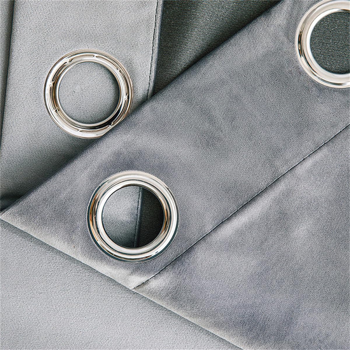 Treer Velvet Eyelet Blackout Curtains, 1 Panels Thermal Insulated Curtain, Soft Solid Darkening Windows Drapes for Bedroom Living Room Decoration (Gray,W52 x L72)