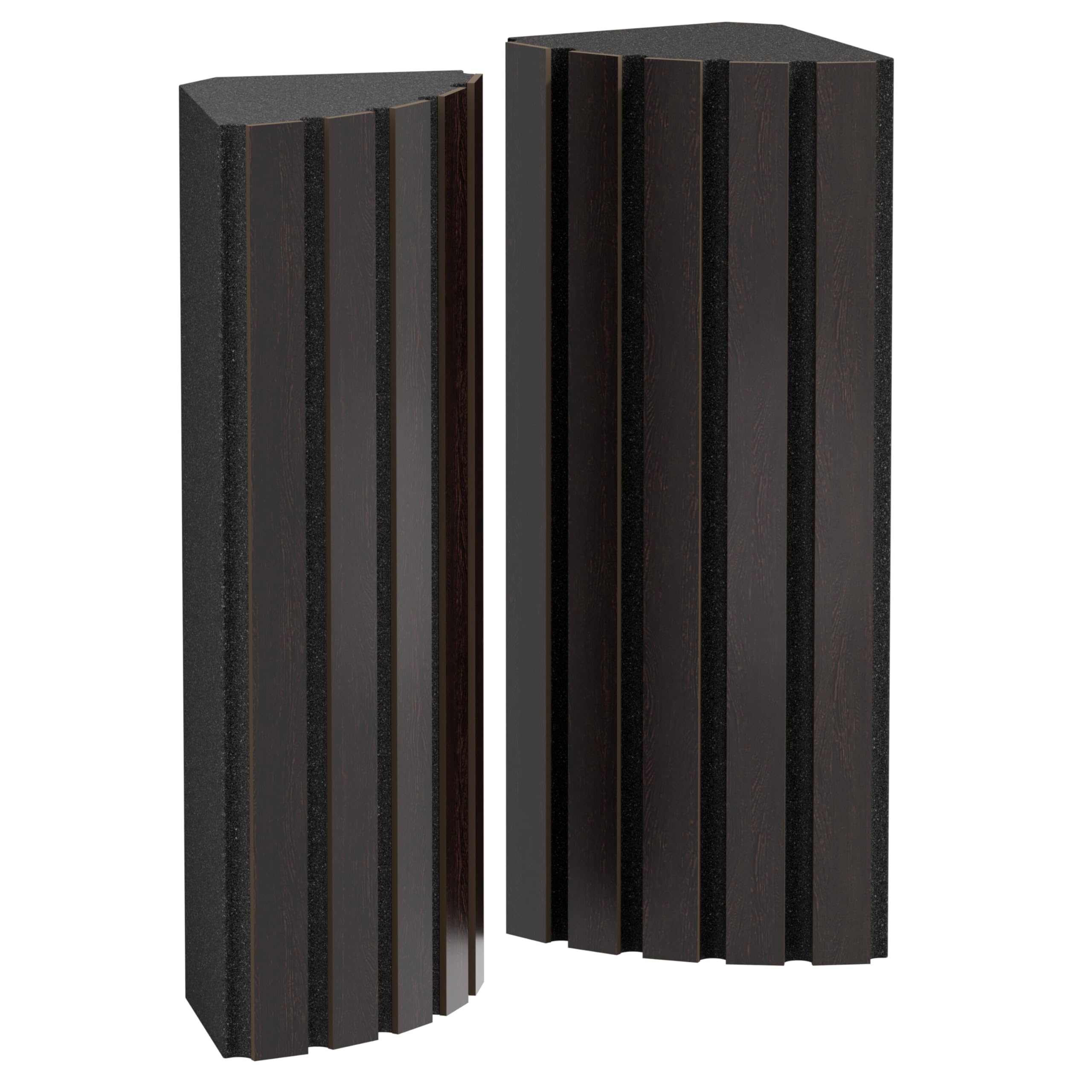 Set di 2 trappole acustiche angolari per bassi | 50x23cm | Assorbimento delle basse frequenze per studi e teatri | Insonorizzazione, assorbimento, diffusione [x2 POLETRAP | Wengé]
