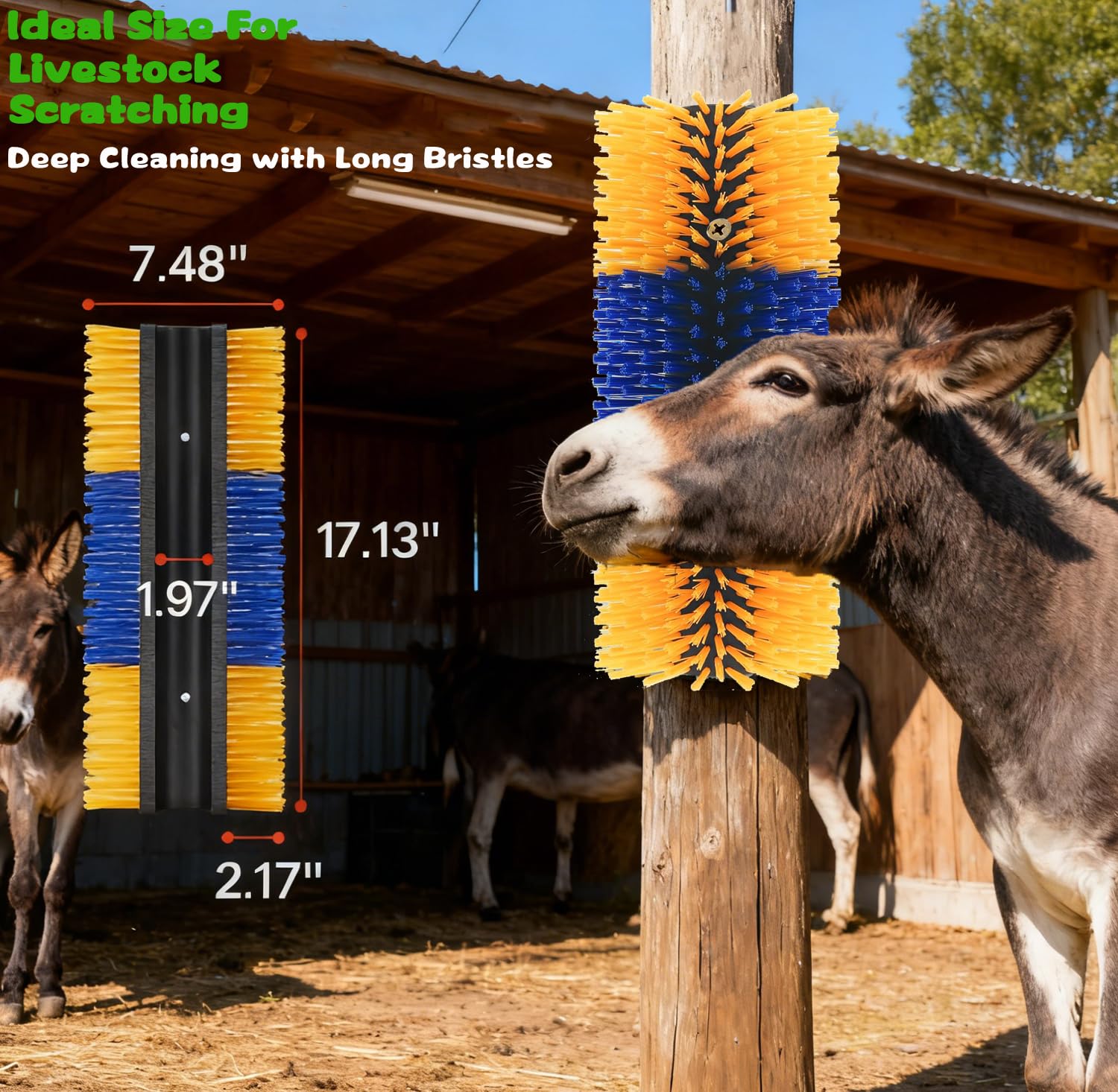 2/4PCS Spazzola fisica del graffio del bestiame, massaggio fisico della capra della mucca del cavallo | Spazzola resistente per graffi fisici con 8 viti, ideale per cavalli, mucche e capre, pulizia e auto-graffio