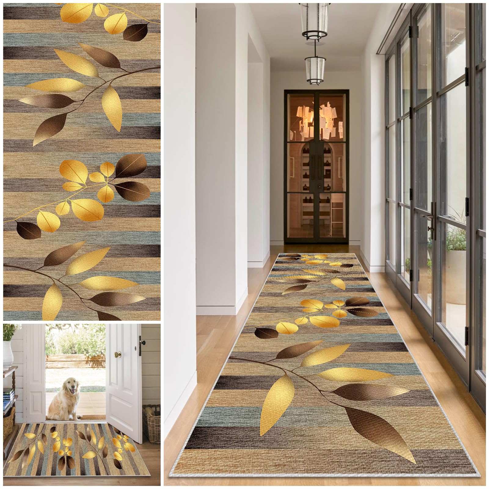 Waschbarer Teppich Läufer Flur rutschfest Teppichläufer Flur 50 x 300 cm Kurzflor Küchenläufer Küche Teppiche Bettvorleger Matte Lang Flur Teppich für Küche Eingang Schlafzimmer Wohnzimmer Büro