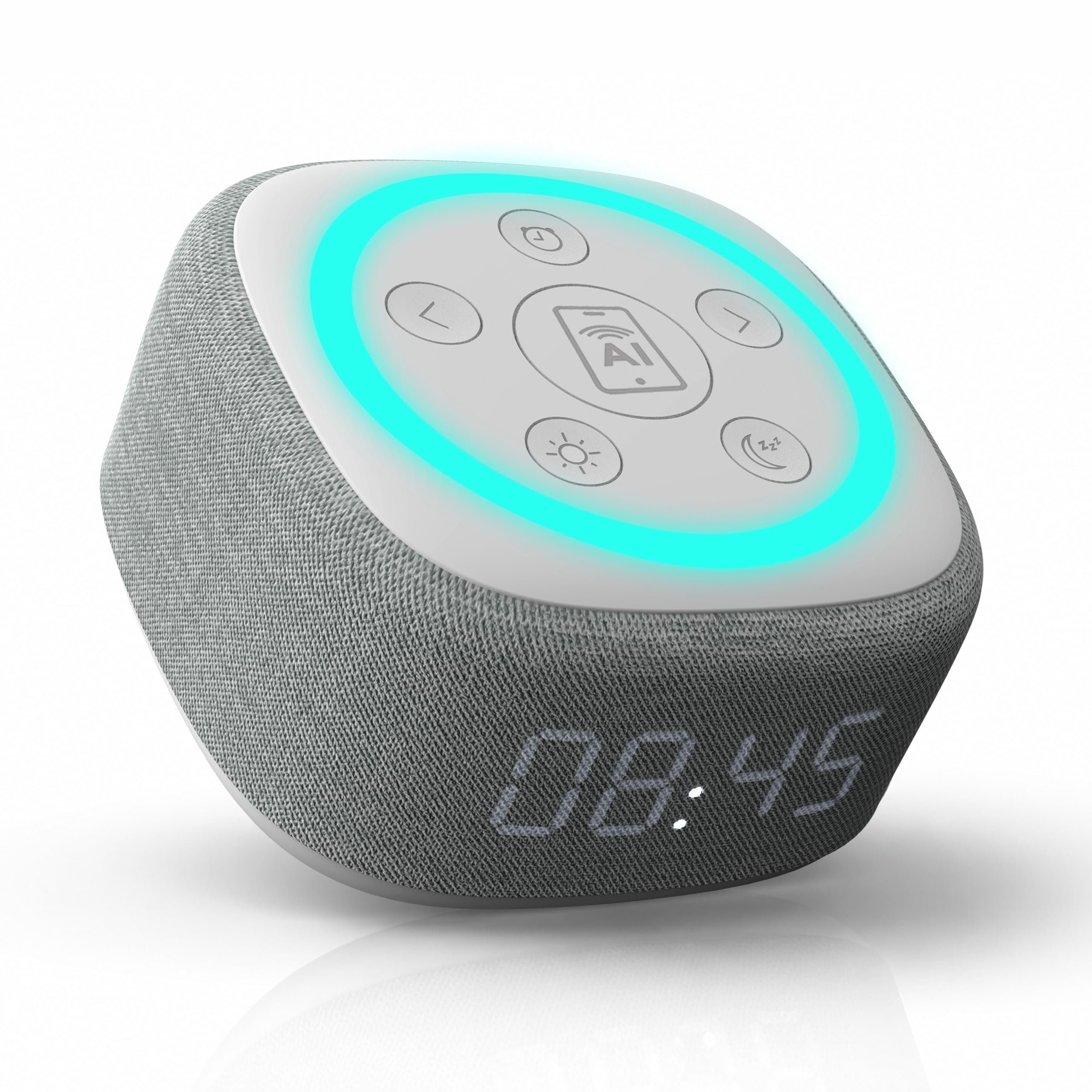 Gemini Home Speaker with AI Voice Assistant Access & Built-in Mic, Bluetooth White Noise Machine for Bedroom, 16 Sleep Sounds, 8 RGB Night Light Modes, LED Clock Display (BRS-180)
