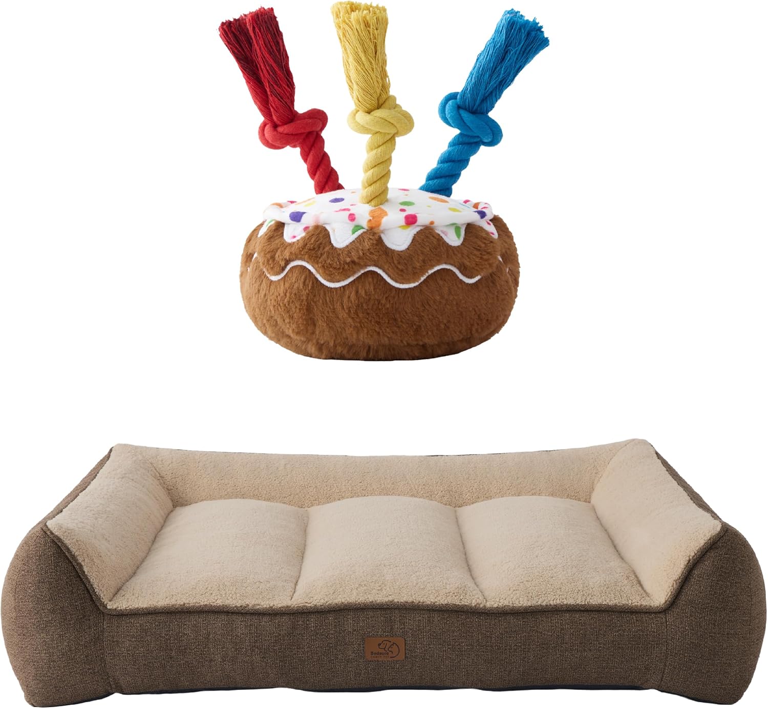 Bedsure XL Dog Beds Large Sized witth LESURE Dog Birthday Cake Toy