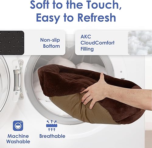 Miniatura 4 de AMERICAN KENNEL CLUB Cuddler Cama para mascotas con entrada de perfil bajo, cama de felpa para perros de 30 pulgadas para razas medianas de hasta 50