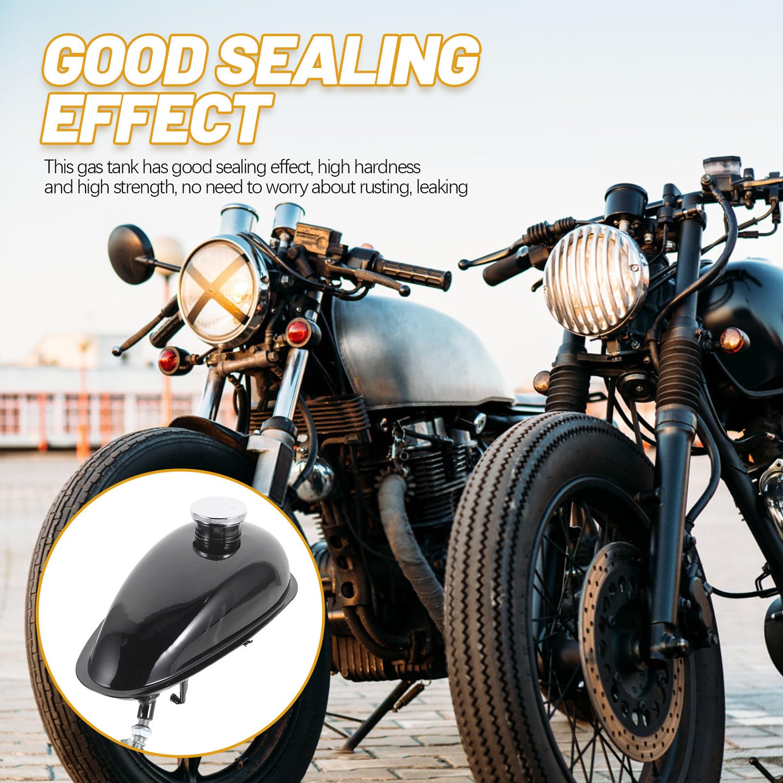 Petit Réservoir D'essence Moto en Fer 2 Litres Antirouille pour Mini-moteur 49cc 66cc 80cc, Réservoir de Gaz Étanche et Résistant, Accessoire Compatible Moto Sportive