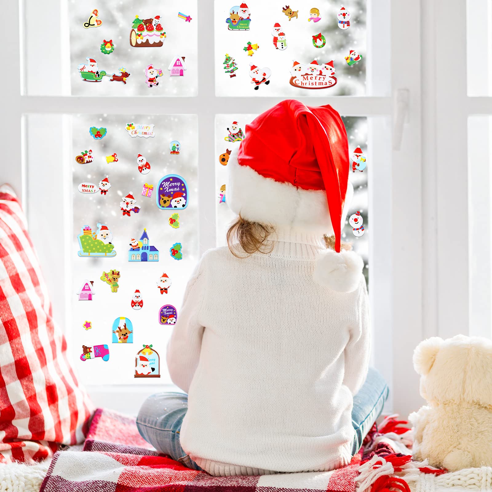 Zonon 10 Sheets 3D Puffy Stickers, Christmas Theme Stickers Include Christmas Tree, Santa, Snowman, Snowflakes, Reindeer - Image 4
