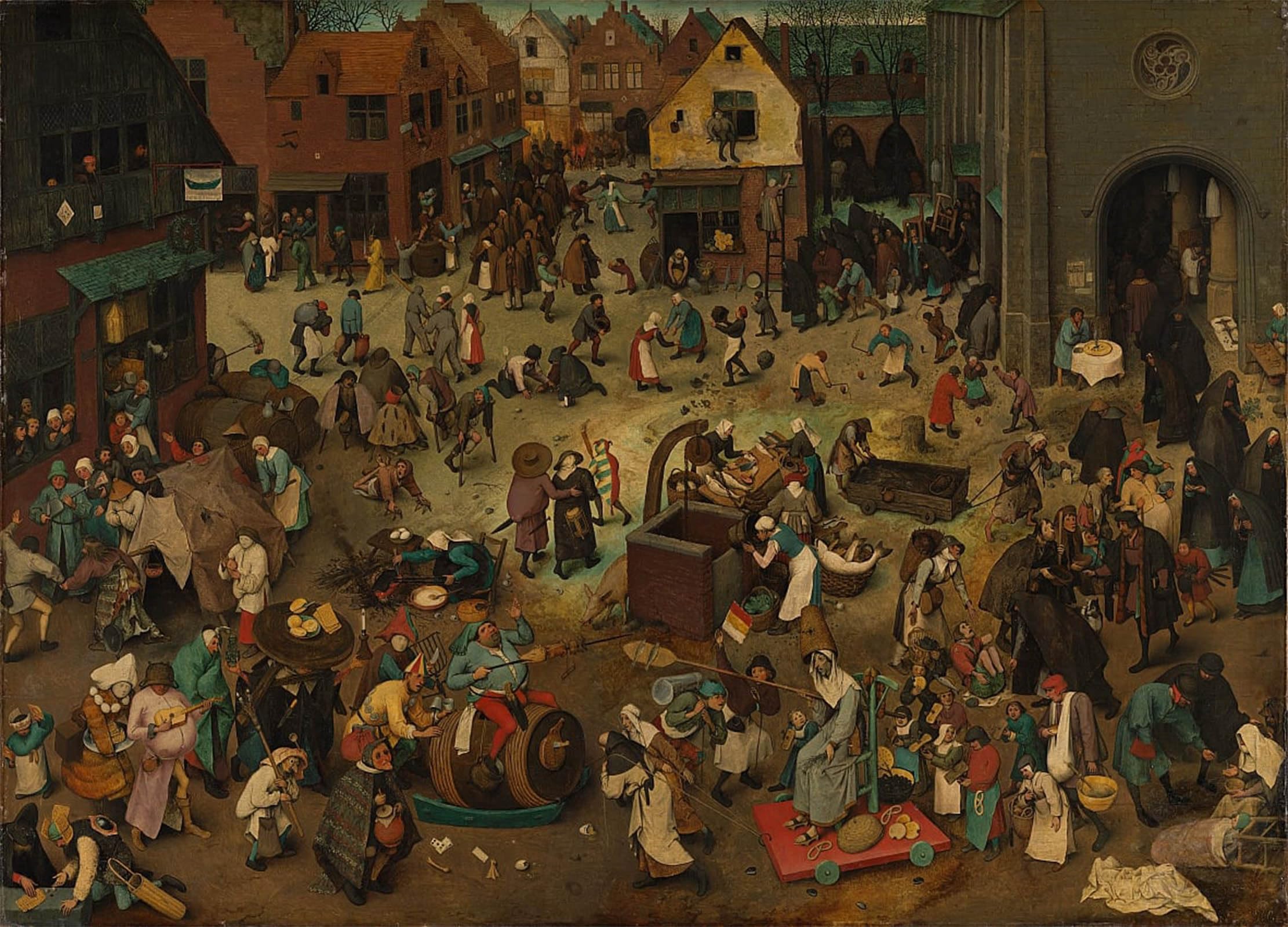 ARTXLXXBN Famous Print Painting Colorful Art Print the Fight Between Carnival and Lent by Pieter Bruegel the Elder Canvas Art Decorations for Home Decor 60x90cm