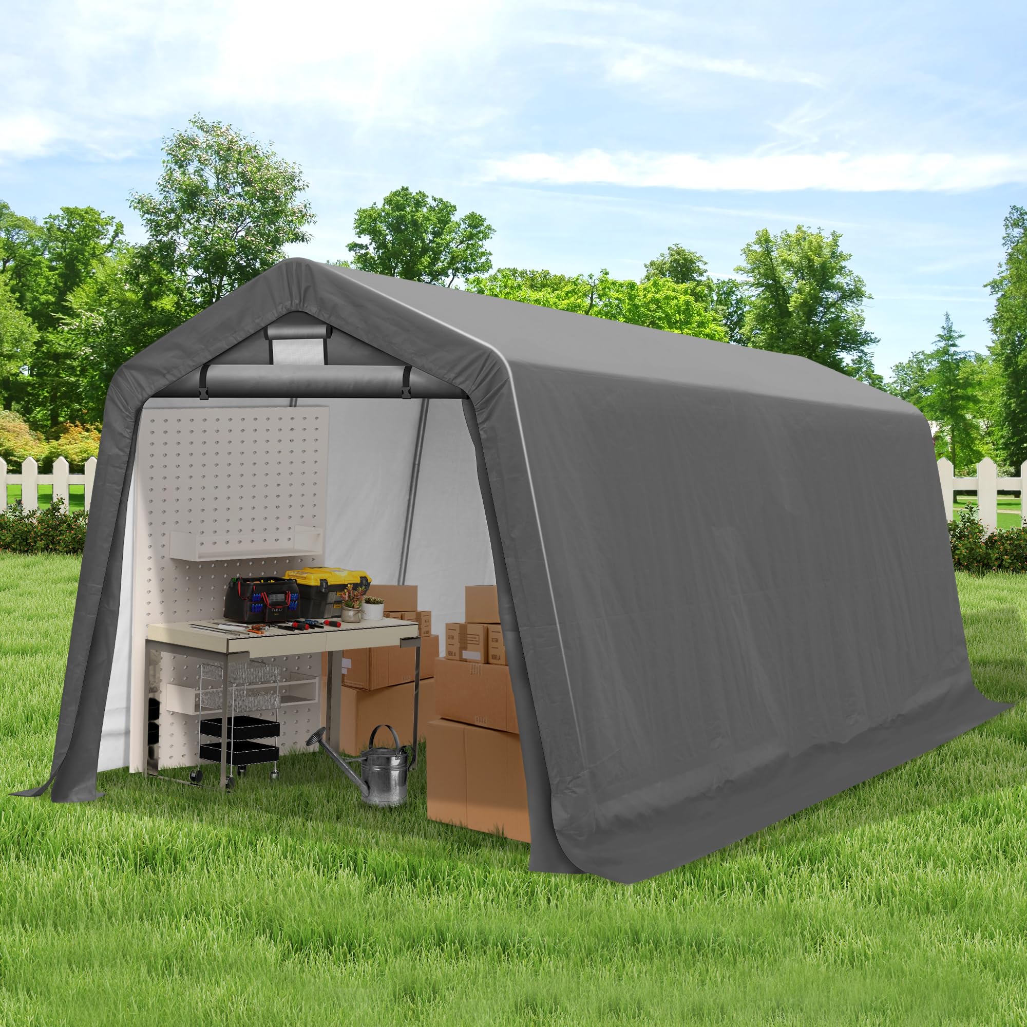 280ShelterEasyPole＆ShelterWINDOWCOVER Amazon.com : COVERONICS 8' x 14' Outdoor Storage Shed - Heavy Duty