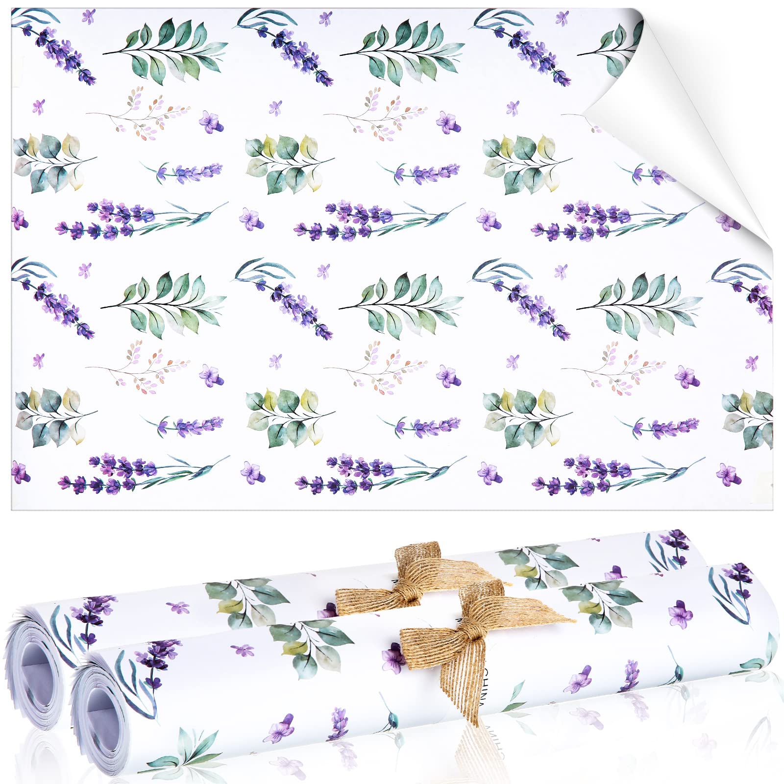 Geelin 20 Lavender Scented Non-Adhesive Drawer Liners, 14 x 19.5 Inches, Floral Pattern, Paper Material