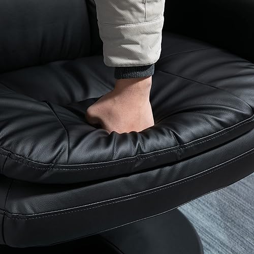 Miniatura 7 de HOMCOM Sillón reclinable giratorio con otomana, silla reclinable de piel sintética con otomana, reclinable tapizado y reposapiés con base envuelta