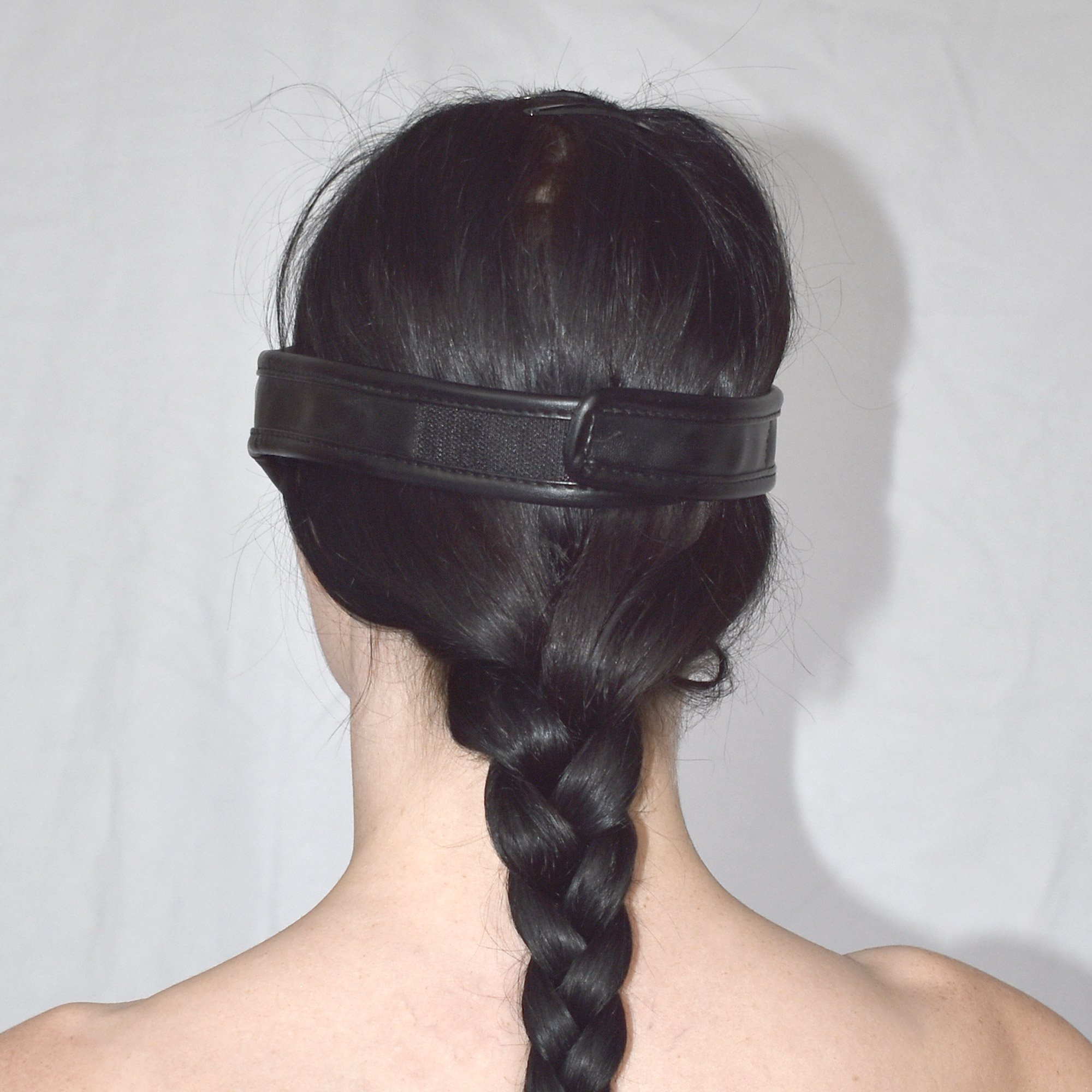 Maschera BDSM in ecopelle, benda per gli occhi unisex, regolabile