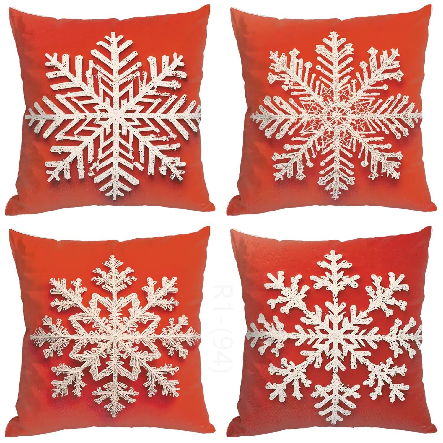 Federe Cuscini Divano 60x60 Set di 4 Rosso Cuscini per Divano Lino impermeabile Federe Cuscino da Esterno Motivo Natale Copricuscino, per Soggiorno Giardino Camera Federe Cuscini Decorativi H2-94