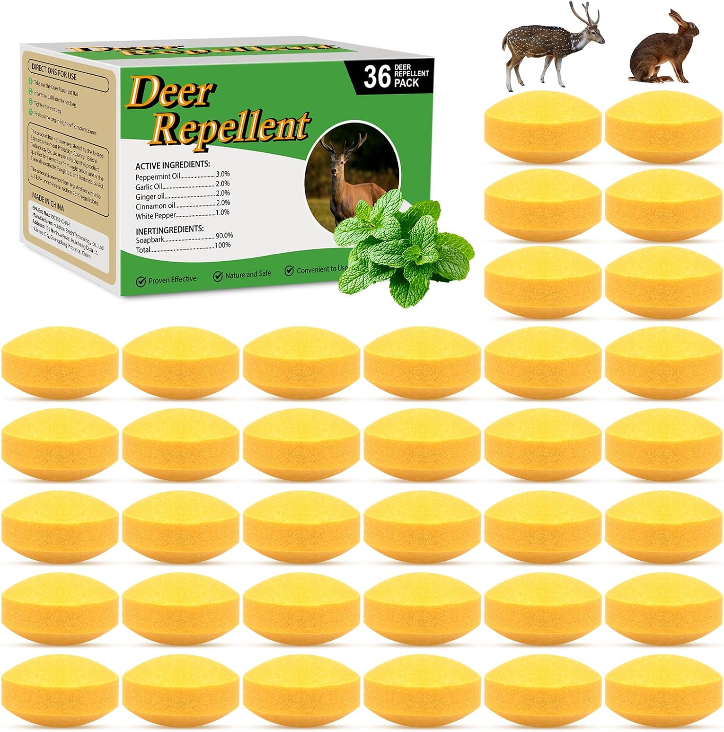 36 Pack Deer Repellent Rabbit Repellent Outdoor Deer Repeller for Plants Flower Vegetable Tree Keep Deer Rabbit Out of Lawn Garden