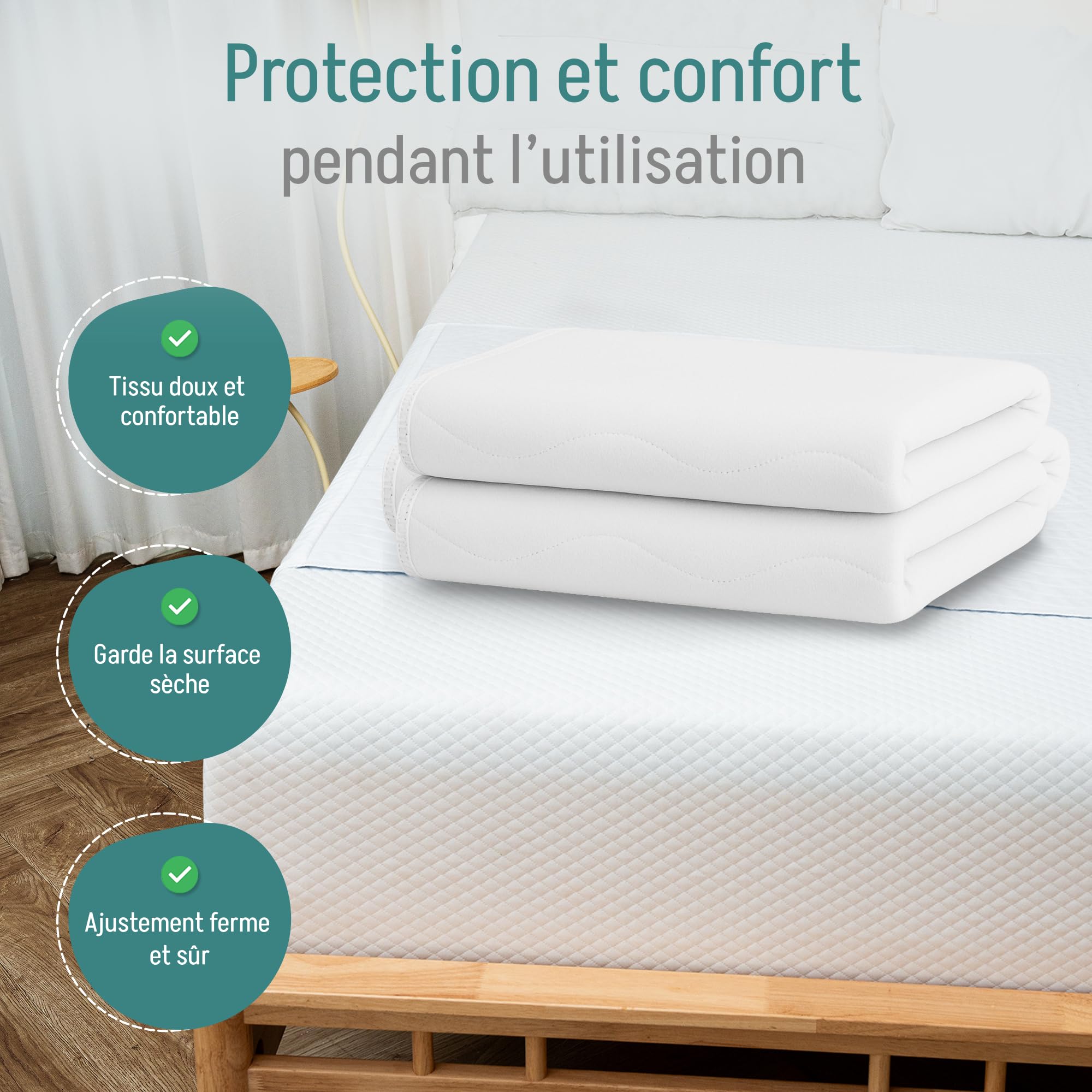 Alèse Extra Protection (alèse Jetable). Protège-Matelas/alèse imperméable: Super Absorbante: 3,15 litres/m². Protège Lit avec Ailes - Alèse Lavable: Incontinence. 90 x 85 cm - (Lot de 2)