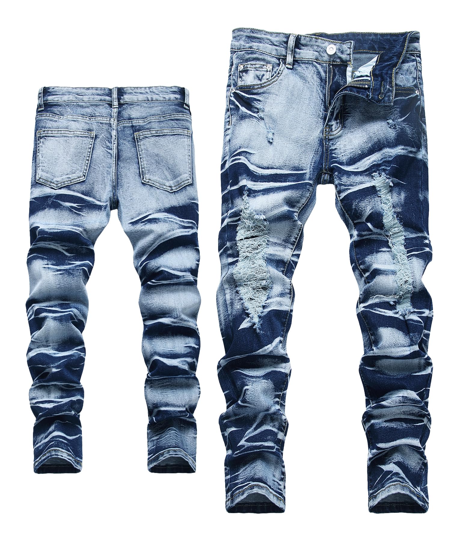 Happy Cherry Jeans Skinny Strappati Bambino Ragazzo Pantaloni in Denim Slim Fit Jeans con Tasche 7-16 Anni