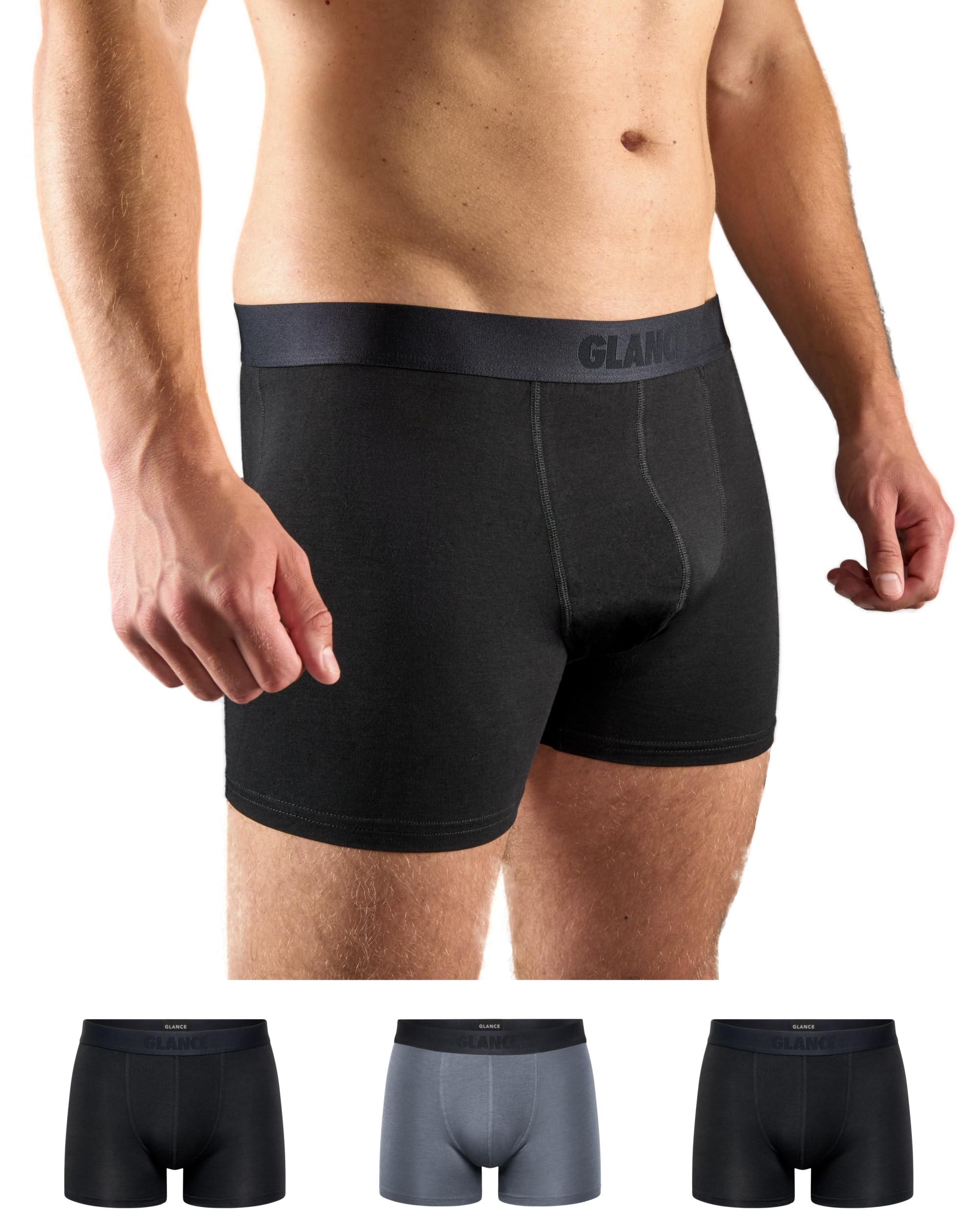Premium Bambus Boxershorts Herren (3-Pack) - atmungsaktiv - seidig weich - Bambus Unterhosen Herren mit elastischen Bund und ohne störendes Etikett für optimalen Komfort