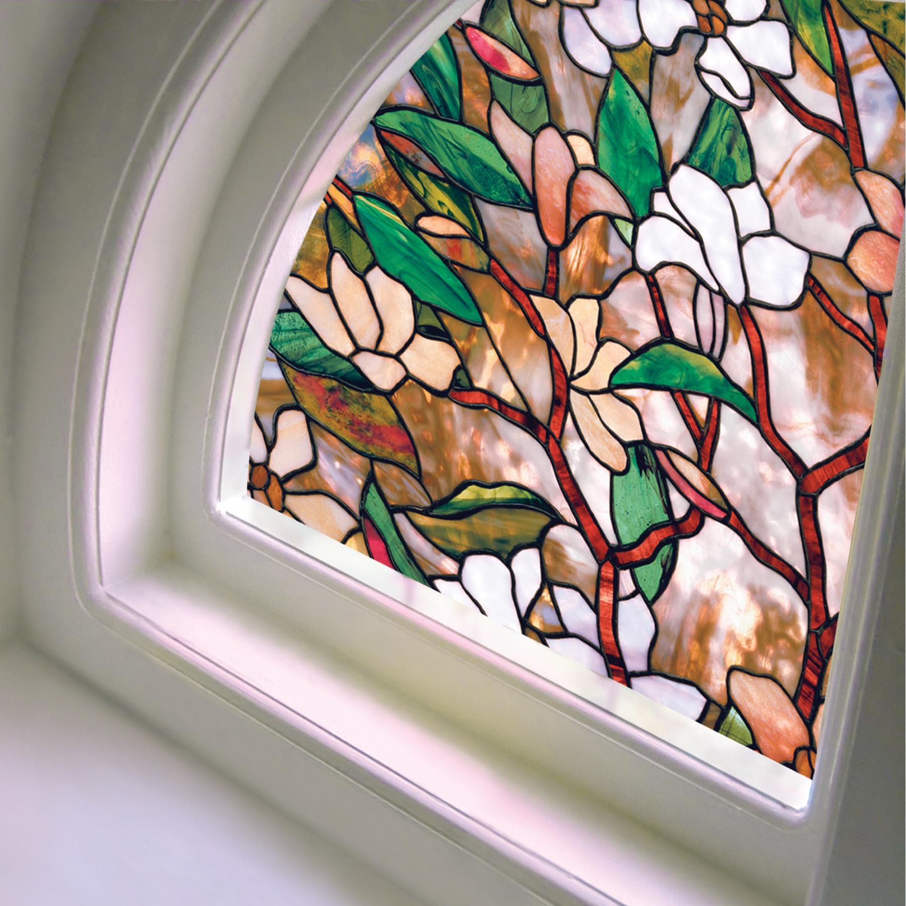 Artscape Magnolia | Película de privacidad para Ventana con patrón de vidrieras | no Adhesiva y protección UV | Fácil de aplicar y Quitar | 61 x 91 cm