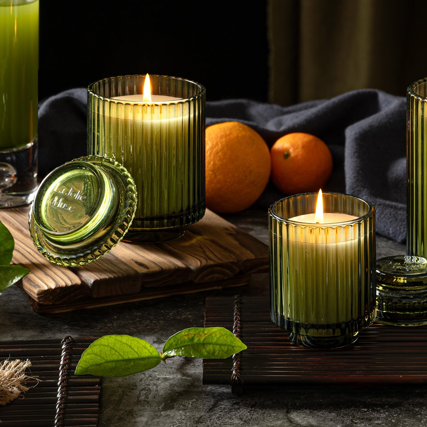 LA JOLIE MUSE Bougie parfumée à la mandarine matcha – Bougies de soja naturelles pour la maison – Cadeau pour homme et femme – Bougie en pot de luxe à combustion longue – 311,8 g