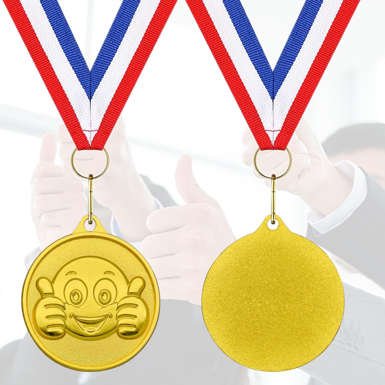 Donrime Medaglie per bambini, 12 pezzi, medaglie in metallo dorato, con collana per feste sportive, compleanni dei bambini, calcio e torneo Contest, bambini adulti