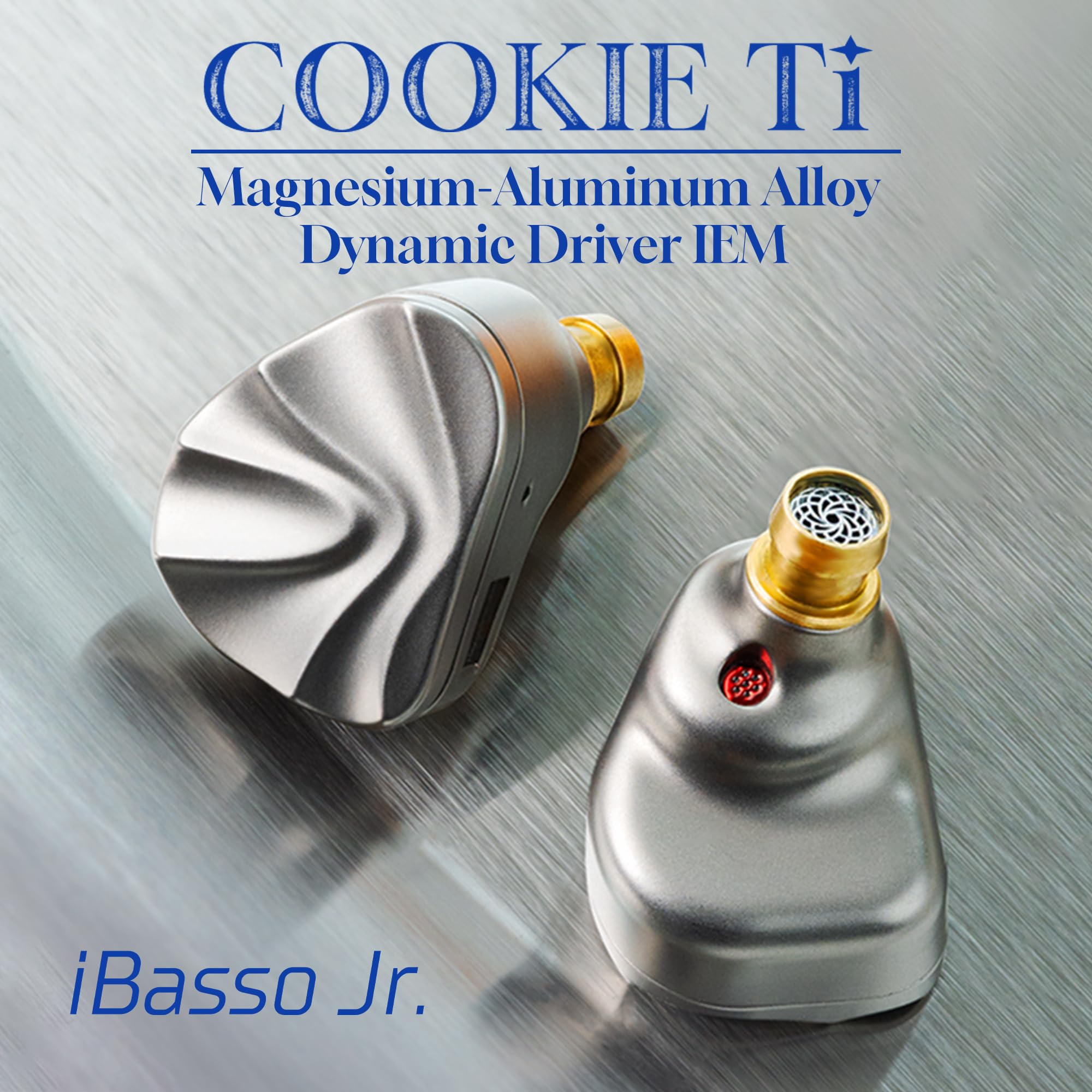 iBasso Jr. Cookie Ti dynamiczne słuchawki magnezowe/aluminiowe, stop tytanu, podwójny obwód magnetyczny 0,4 cala (10 mm), słuchawki, membrana ze stopu magnezu/aluminium, podwójny obwód magnetyczny