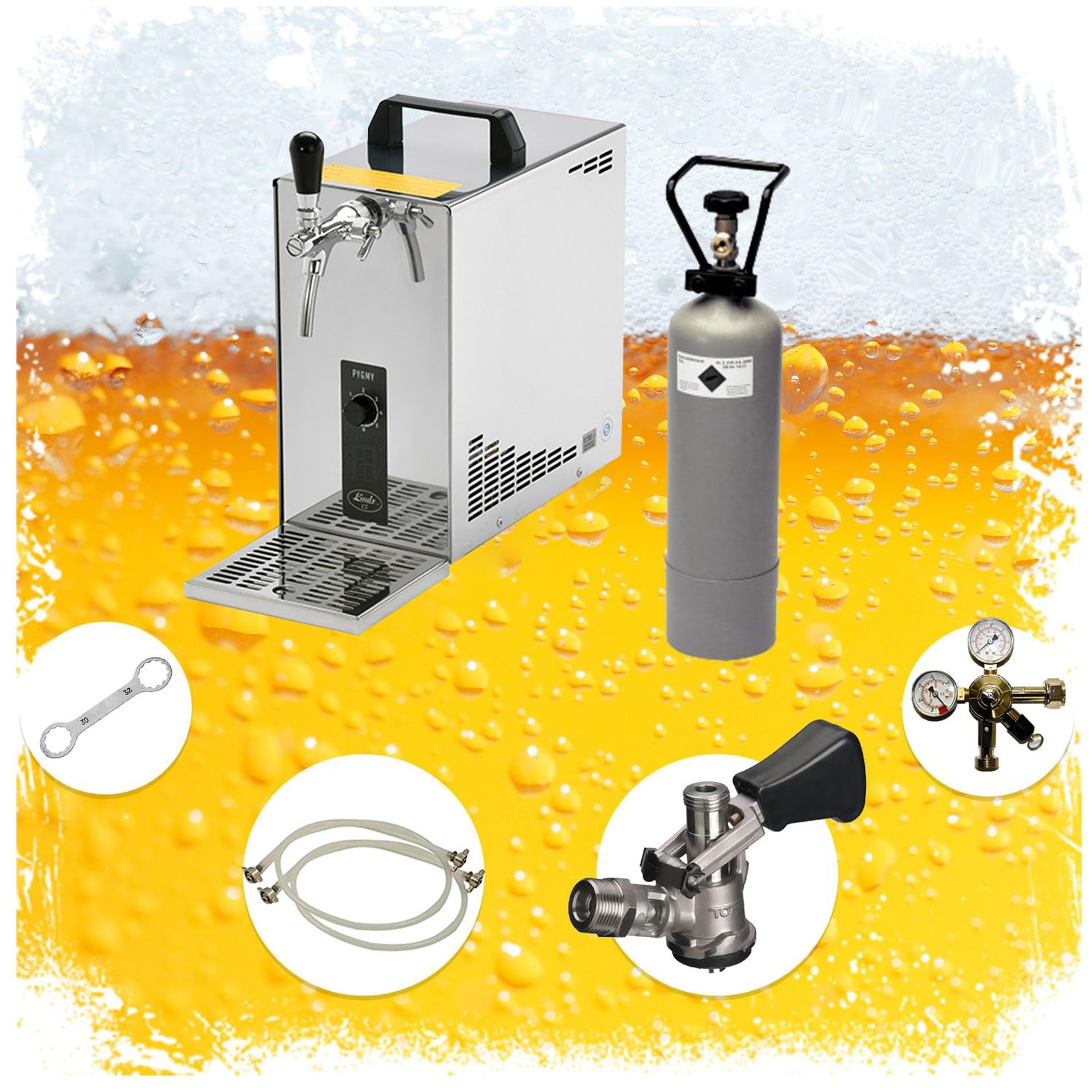 ich-zapfe Kit Completo: dispensador de Cerveza PYGMY 20 Enfriador seco de 1 línea, 20 litros/h, KEG:Adaptador de 5 litros