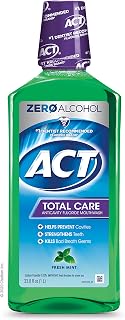 ACT Total Care Zero Alcohol Anticavity Fluoride Mouthwash 33.8 fl. oz. (Pack of 3) Fresh Mint