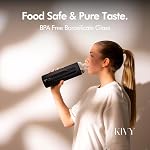 KIVY Glass Water Bottle with Silicone Sleeve 32 oz [WITH MEASUREMENT] - Borosilicate Glass Water Bottle Screw Top - Clear Bottles with Measurement Marking - Slim Waterbottle Aesthetic - Dark Green
