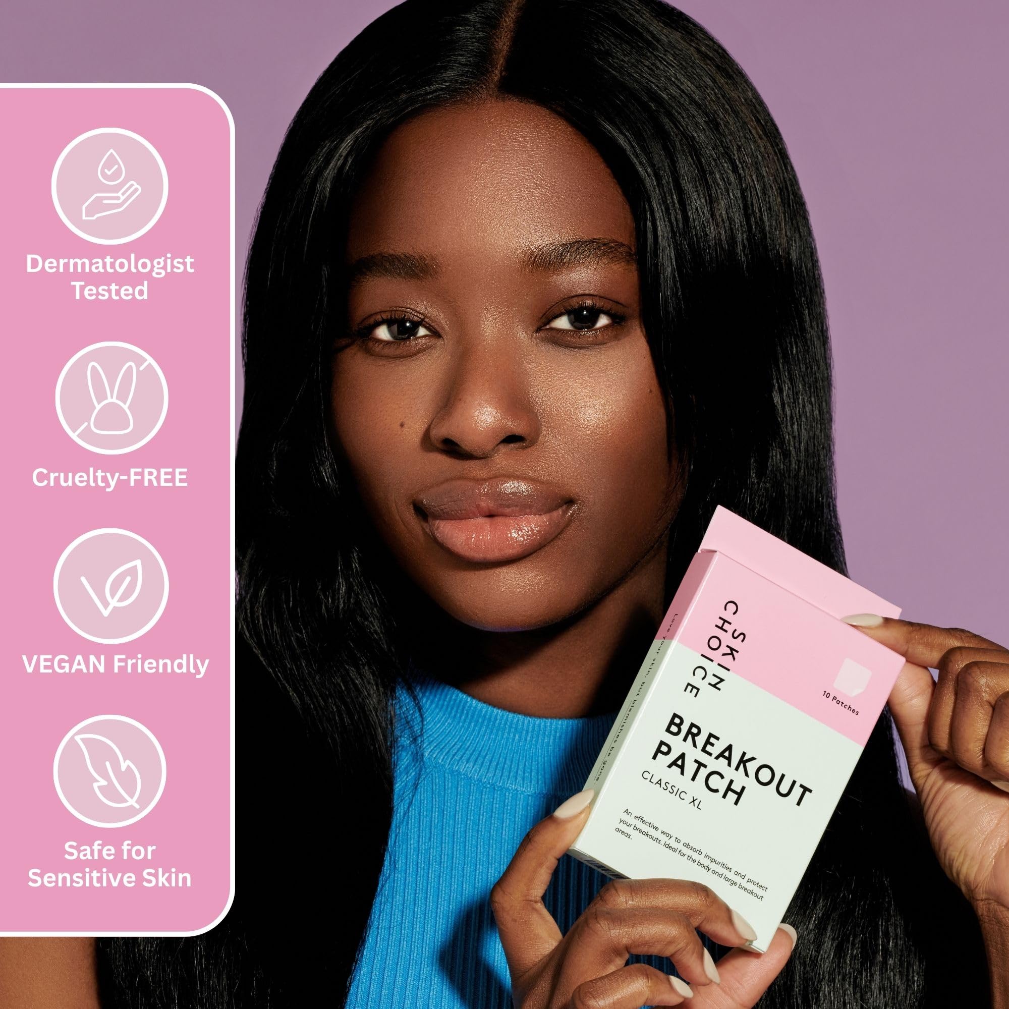 SKIN CHOICE Plastry Na Pryszcze XL – Breakout Pimple Patch Classic XL – Niewidoczne Plastry Hydrokoloidowe, Koreańska Pielęgnacja Skóry, Wegańska i Nietestowane na Zwierzętach (Pack of 10)