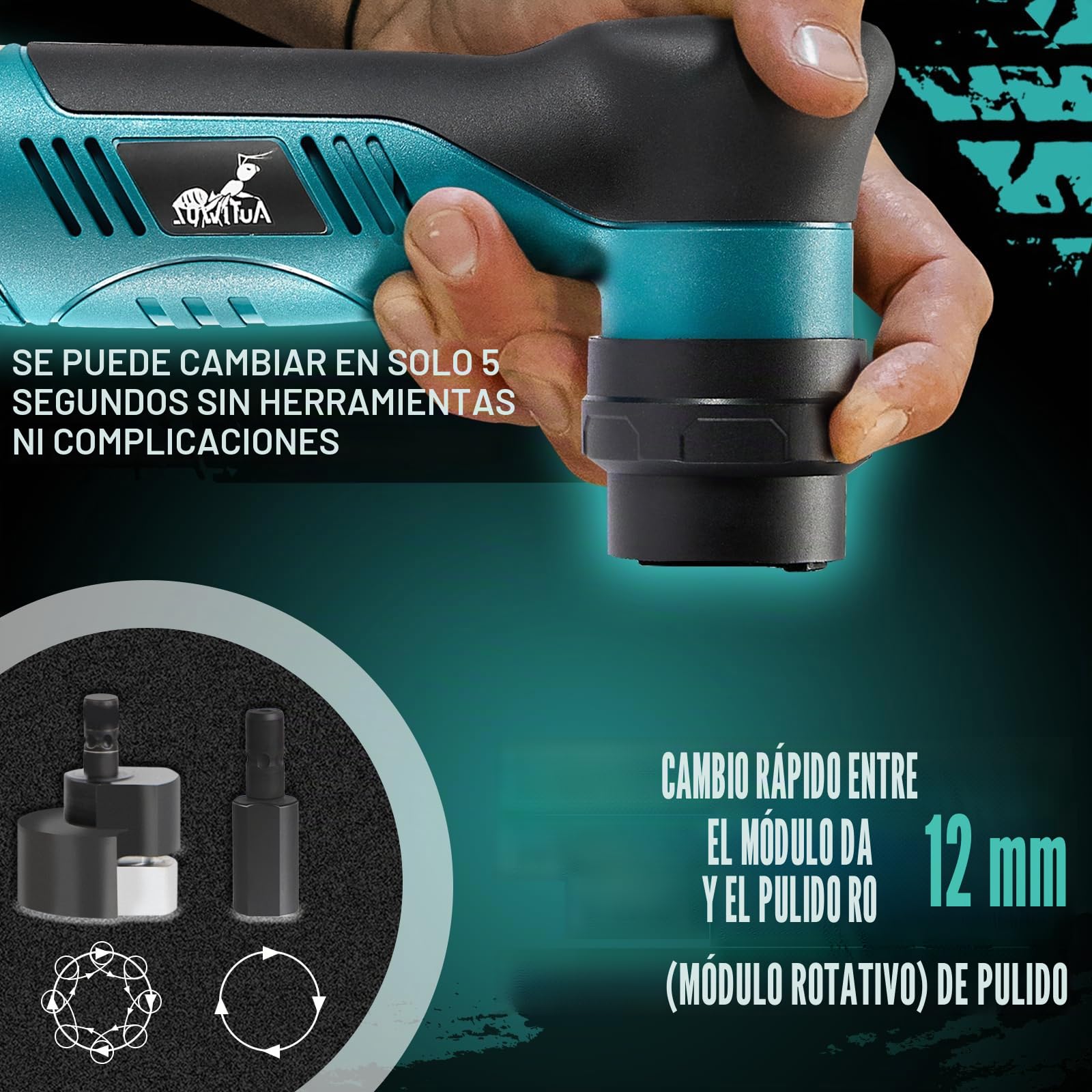 AUTIWOZ Máquina pulidora para coche, mini pulidora de 30 mm/75 mm, 6 velocidades de rotación y excéntrica, kit de pulido para detalles y encerado, con caja de herramientas, KIT 2
