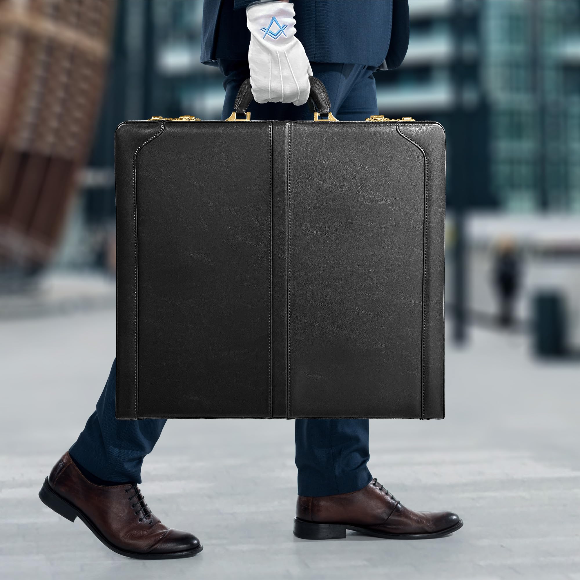 THE MASONIC COLLECTION Mallette classique Layflat Grand Rank - Noir - Étui Regalia en simili cuir avec serrure - Cadeau personnalisé pour homme