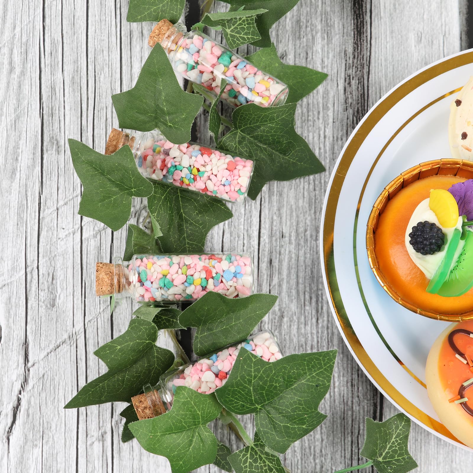 12 ml Small Glass Bottles with Cork, 24 Pack Mini Vials with Twine & Extra Cork Stoppers, Tiny Glass Bottles for Theme Party, Sand