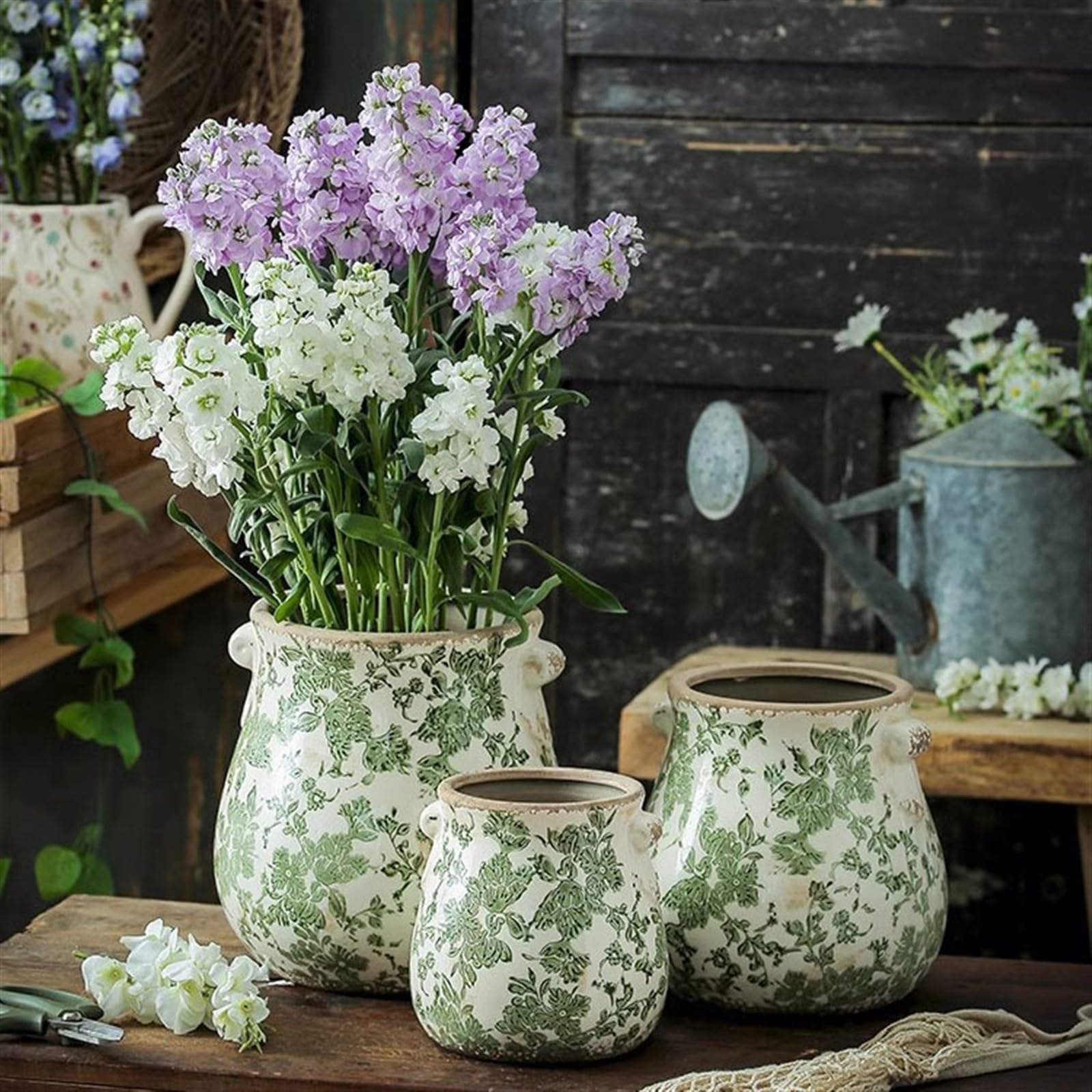 Vaso per Piante Vasi da Fiori in Ceramica Vintage per Uso Domestico Fioriera da Patio Esterna Rustica di Lusso Premium con Senso di Stile Creativo