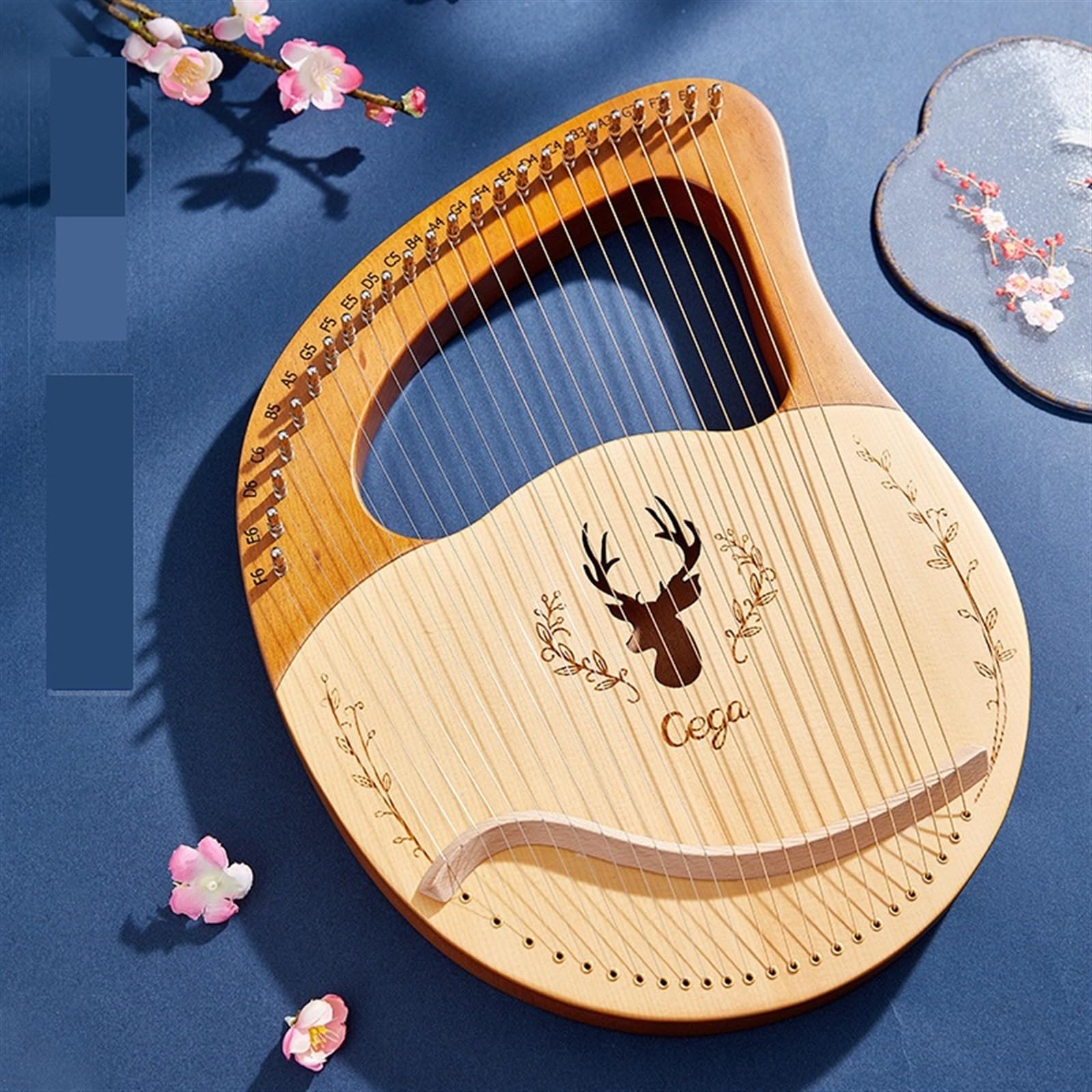 Arpa a lira a 15-24 corde, strumento musicale portatile con custodia, chiave per accordatura, plettri e manuale per principianti
