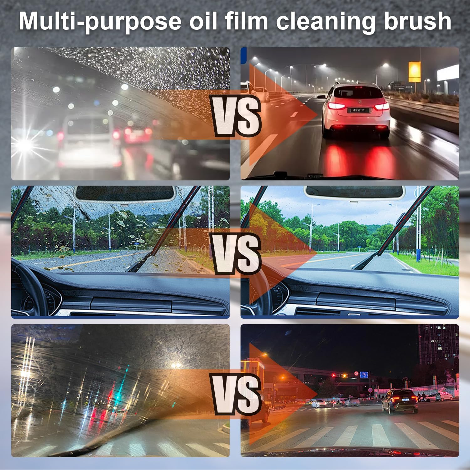 Fululuer Automotive Oil Film Cleaning Brush, Windshield Cleaner for Car Windows & Glass, Clear Vision Glass Cleaner with Anti-Rain & Anti-Fog Coating, Includes 1 Refill Bottle (red+White) L - Image 7