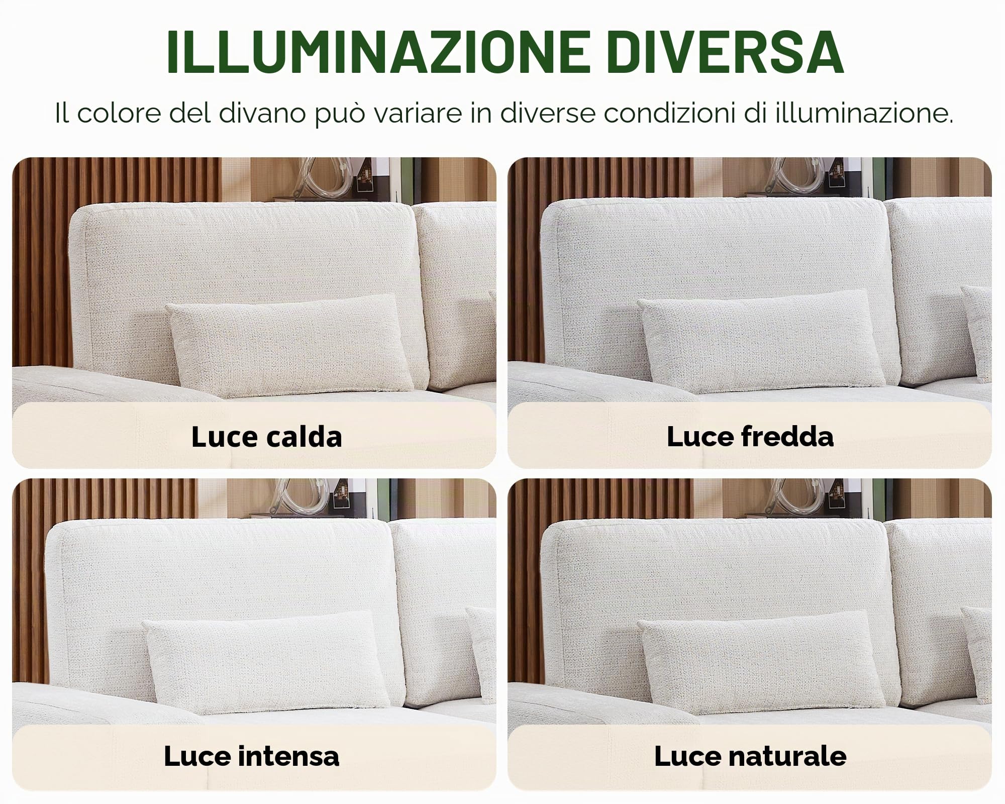 LUXOAK Divano a 3 posti da 220 cm con profondità di seduta di 59 cm, divano moderno con braccioli larghi, facile da montare, ideale per soggiorno, camera da letto o sala giochi, ciniglia beige