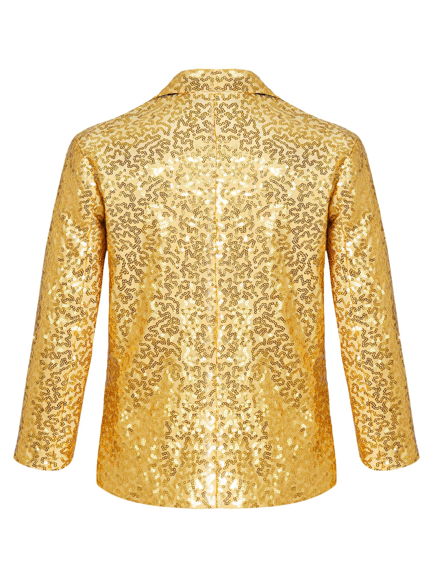 TiaoBug Enfant Garçon Paillette Veste de Costume d'honneur Mariage Cérémonie Soirée Manteau Blouse Gentleman Smoking Blazer Brillant Chemise Fête Carnaval 5-16 Ans
