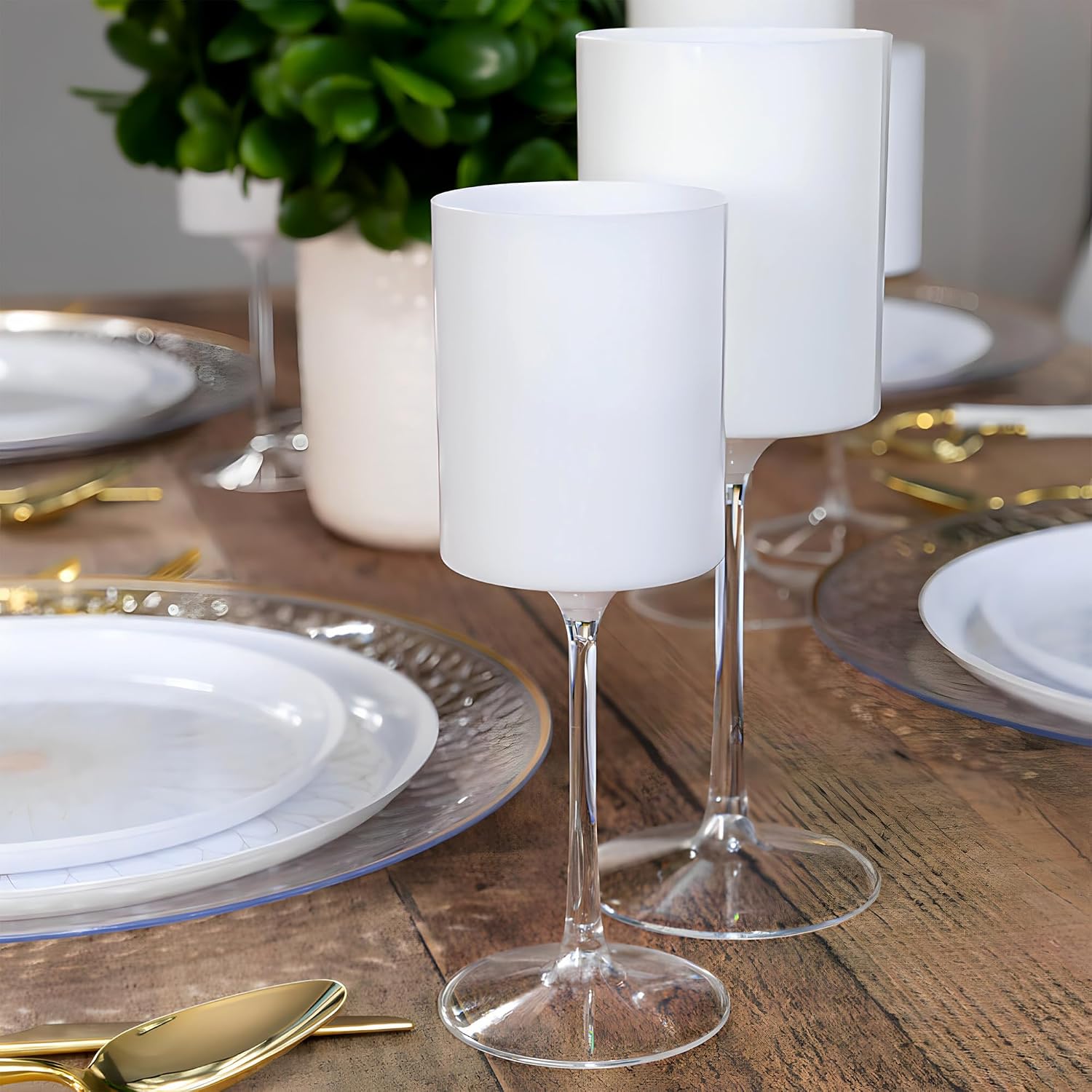 Bluesky White & Clear Two-Tone Wine Glass Set - 14 Oz (5 Pieces) - Elegant, Sophisticated Design for Upscale Events & Unforgettable Moments – Ideal for Wine Tasting, Celebrations, and Gifting image 3