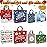 PARSUP 8PCS Christmas Gift Bags with Handles, Assorted Sizes Tote for Treat, Non-Woven Christmas Bags for Gift Wrapping, Xmas Party Supplies