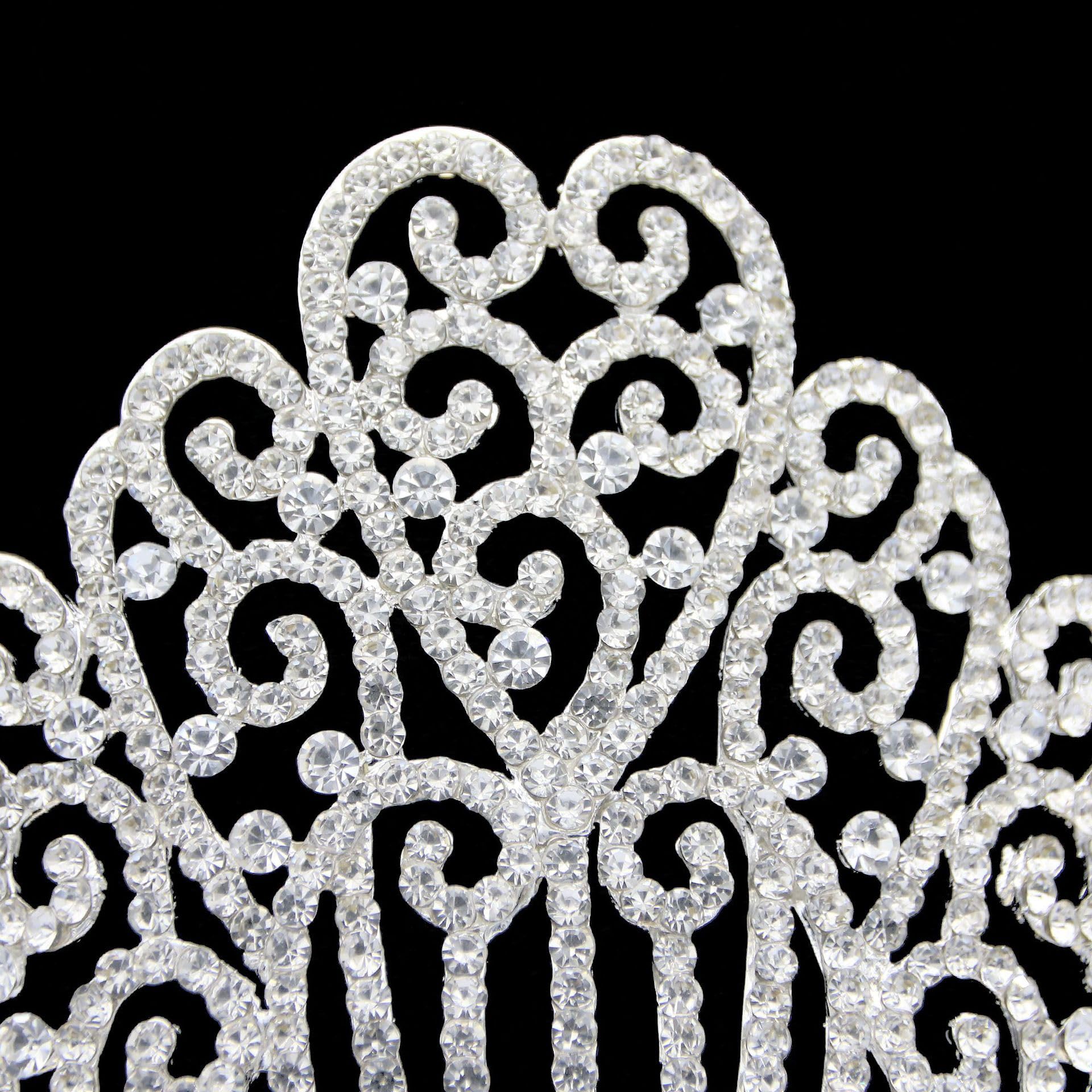 QXMYOO Diadema da donna extra large con cristalli austriaci trasparenti, tiara argentata, corona di regina, grande corona con strass per compleanno