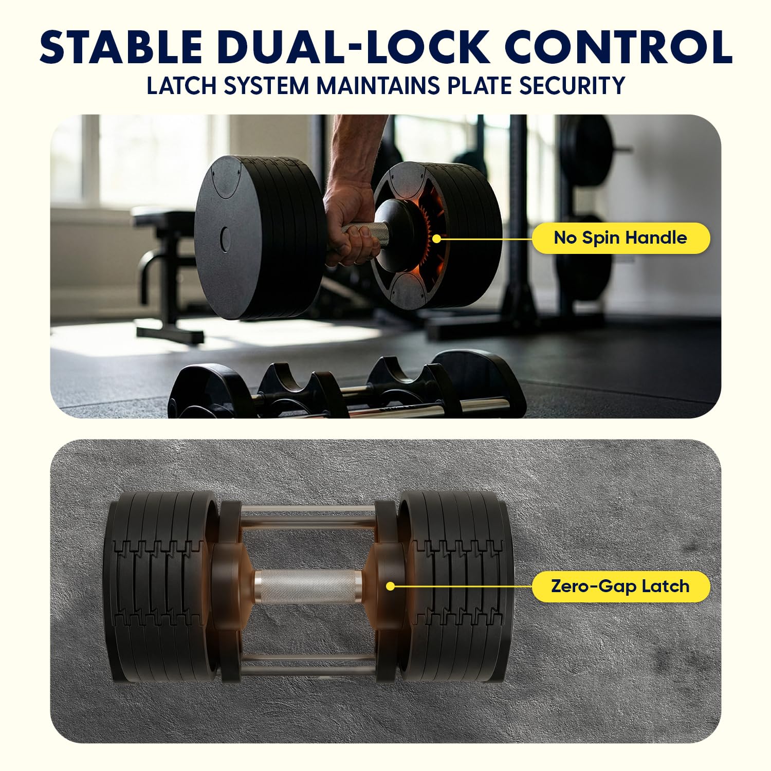 SQUATZ mancuernas ajustables con cambio rápido de peso, juego de mancuernas que ahorran espacio con mango antideslizante, sistema de bloqueo seguro, placas y base resistentes para entrenamiento