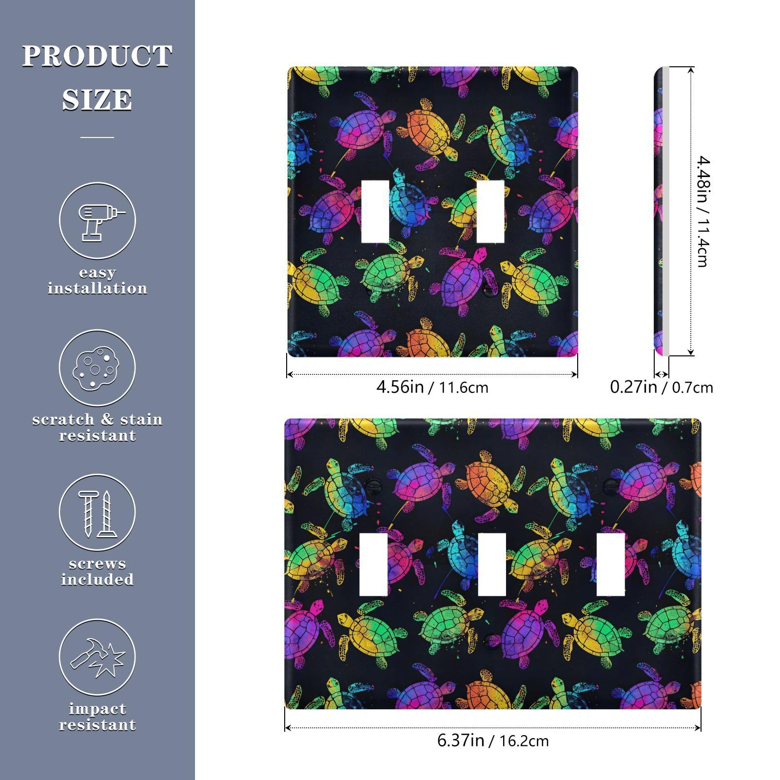 UMIRIKO Color Sea Turtle Light Switch Cover Plate Covers Decorative Double Toggle Home Decor 202b5869