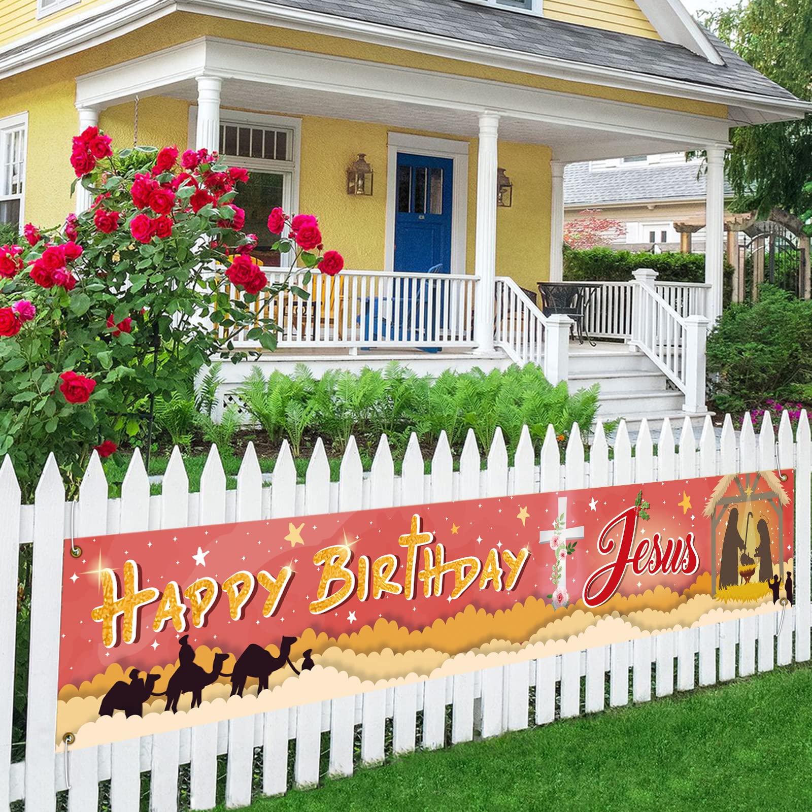 Large Fabric Happy Birthday Banner Happy Birthday Yard Sign Birthday