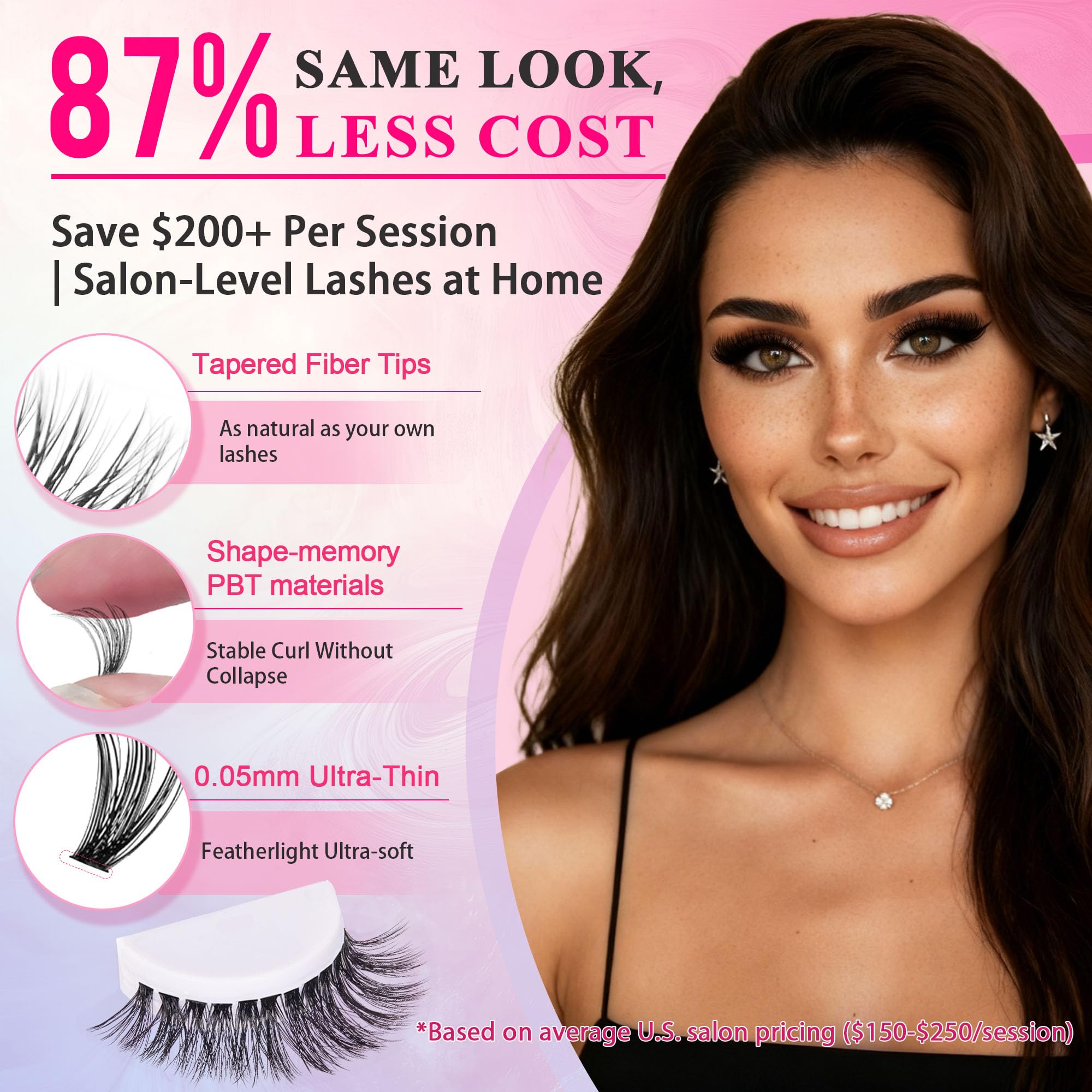 Foxy Beauty 640-częściowy zestaw do przedłużania rzęs D z klejem, uszczelniaczem, zmywaczem, aplikatorem i książką, DIY w domu